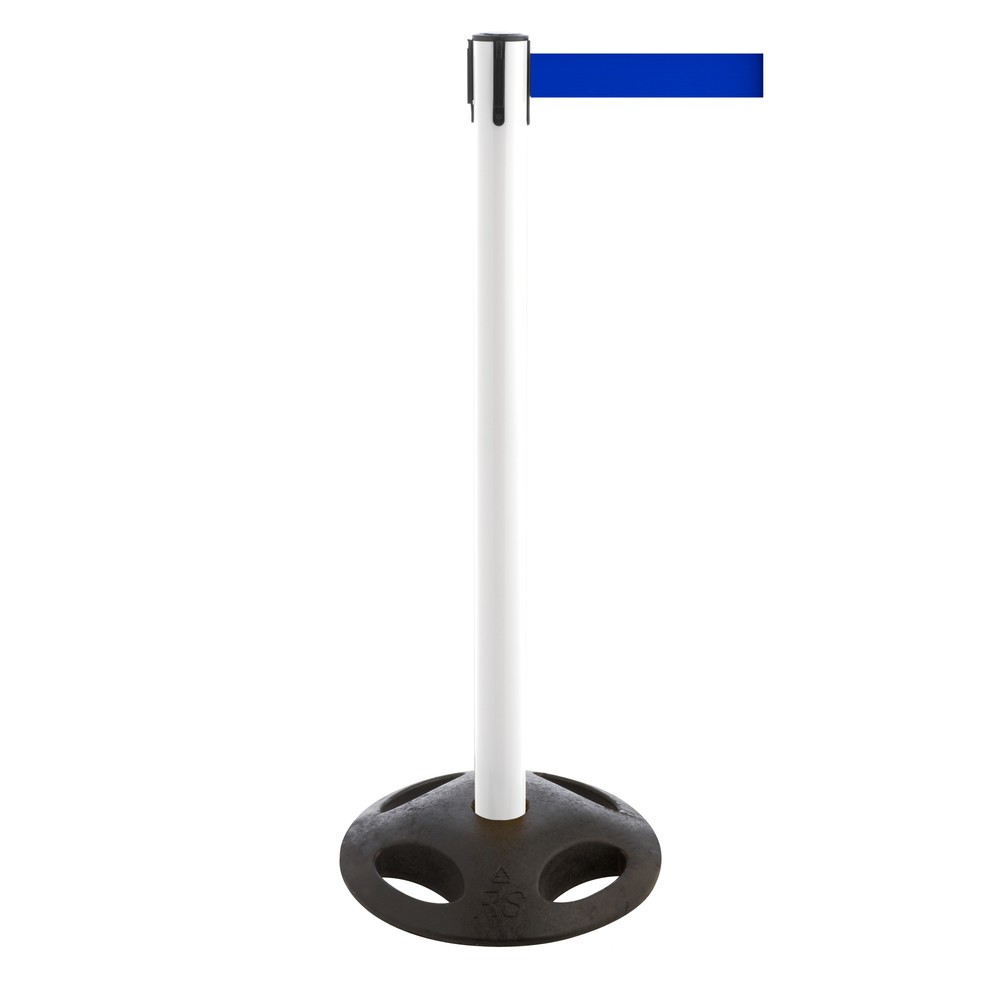 Produktabbildung Nr. 1: RS-GUIDESYSTEMS® Gurt-Absperrpfosten, Bodenteller aus Verbundwerkstoff, Gurtbreite 100 mm, weiß, blau