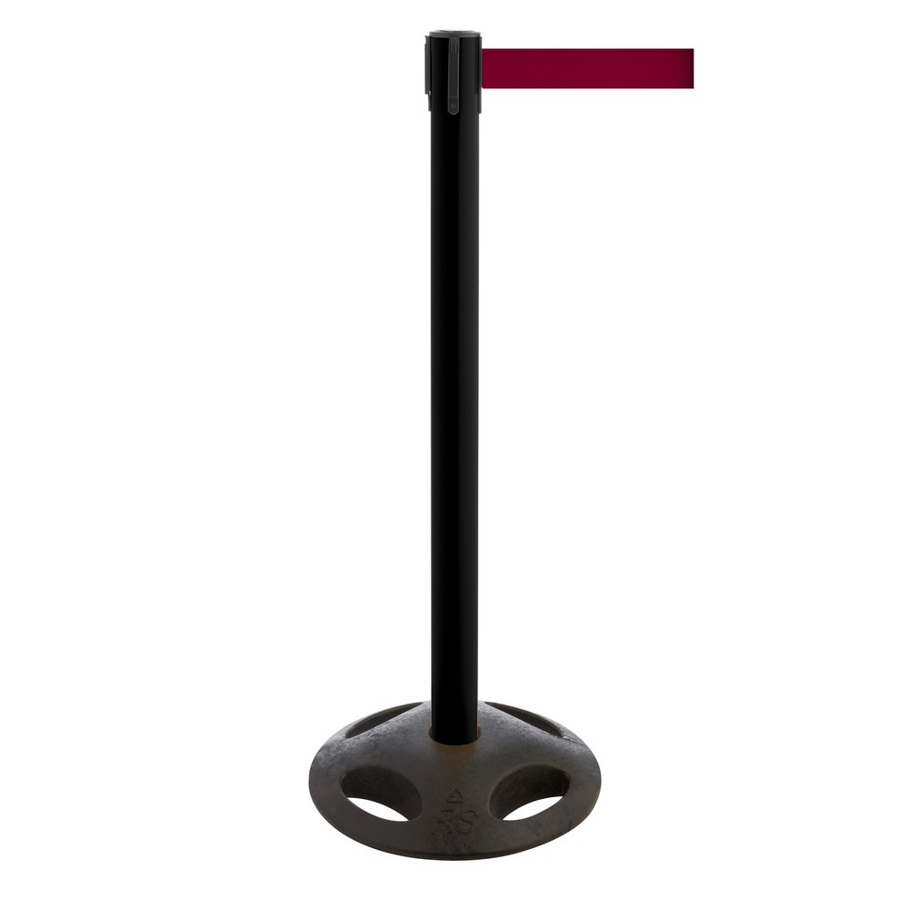Produktabbildung Nr. 1: RS-GUIDESYSTEMS® Gurt-Absperrpfosten, Bodenteller aus Verbundwerkstoff, Gurtbreite 100 mm, schwarz, burgunder