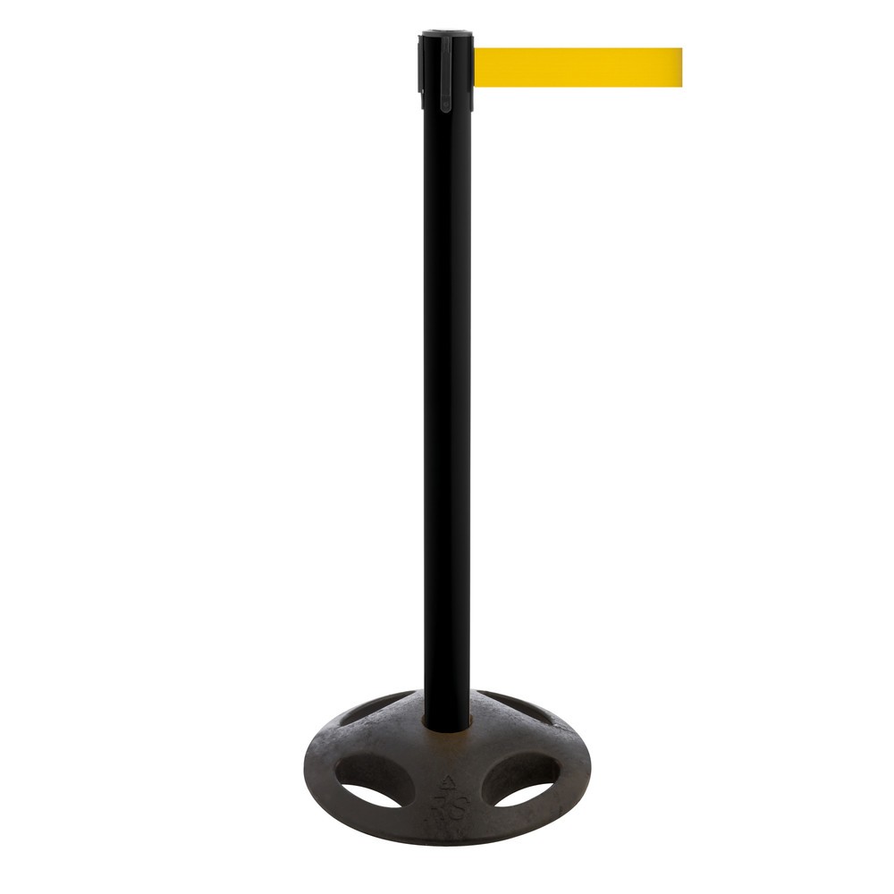 Produktabbildung Nr. 1: RS-GUIDESYSTEMS® Gurt-Absperrpfosten, Bodenteller aus Verbundwerkstoff, Gurtbreite 100 mm, schwarz, gelb