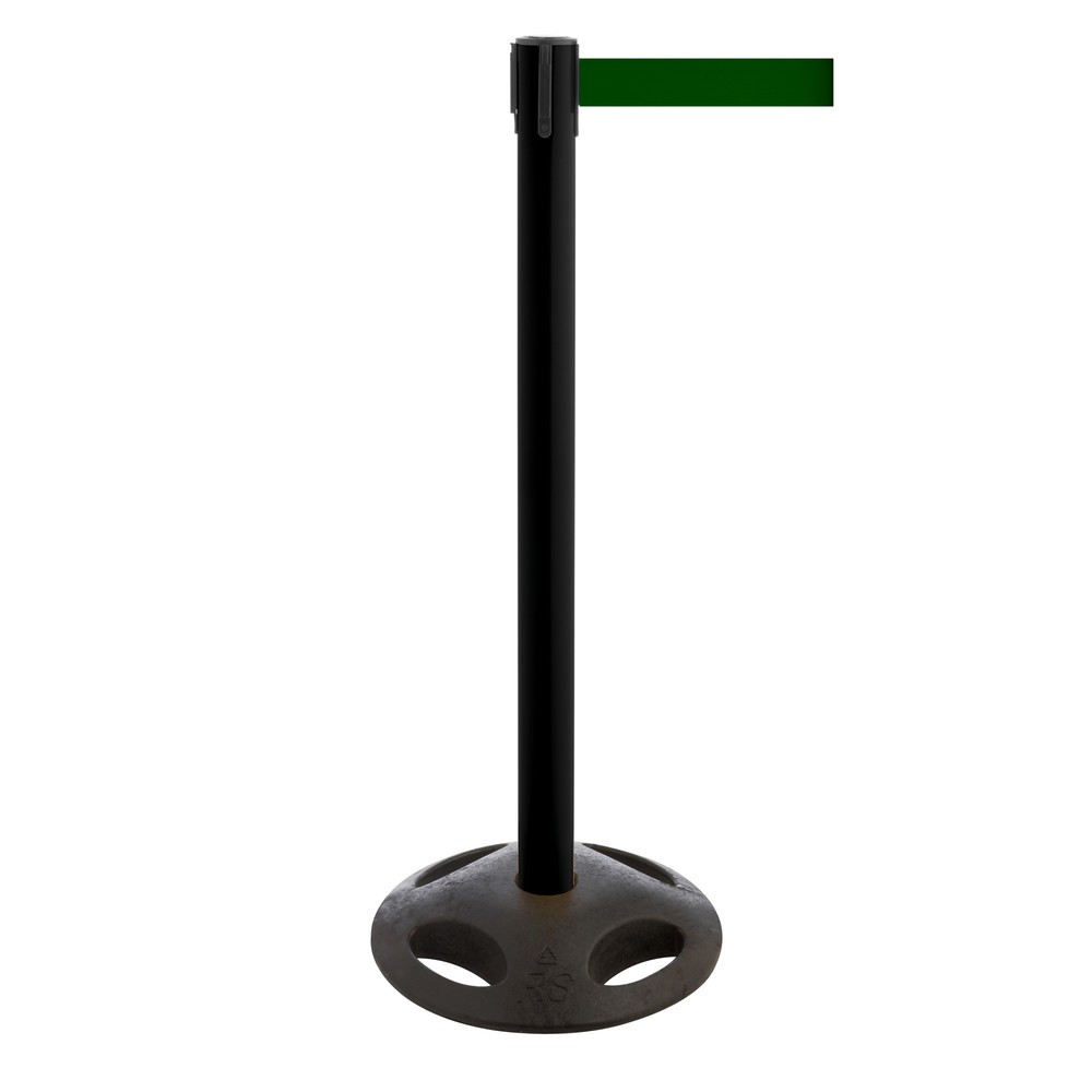 Produktabbildung Nr. 1: RS-GUIDESYSTEMS® Gurt-Absperrpfosten, Bodenteller aus Verbundwerkstoff, Gurtbreite 100 mm, schwarz, dunkelgrün