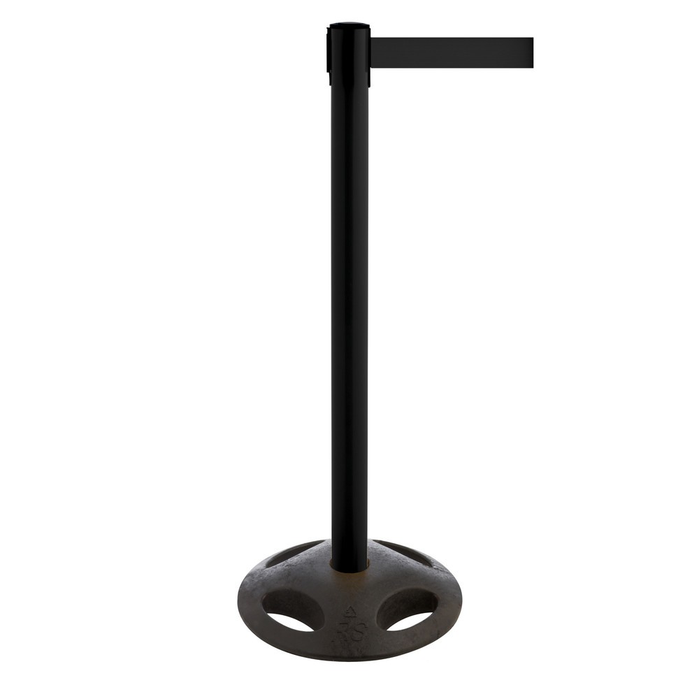 Produktabbildung Nr. 1: RS-GUIDESYSTEMS® Gurt-Absperrpfosten, Bodenteller aus Verbundwerkstoff, Gurtbreite 100 mm, schwarz, schwarz