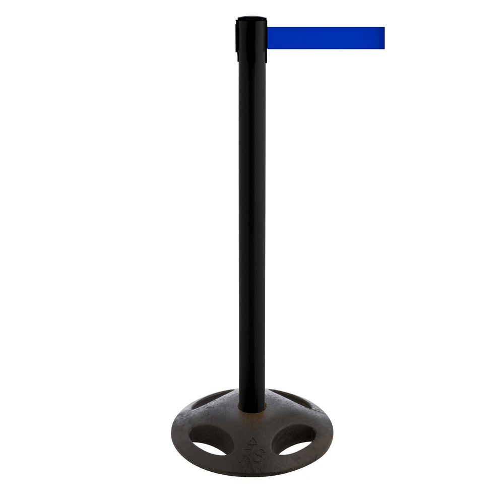 Produktabbildung Nr. 1: RS-GUIDESYSTEMS® Gurt-Absperrpfosten, Bodenteller aus Verbundwerkstoff, Gurtbreite 100 mm, schwarz, blau