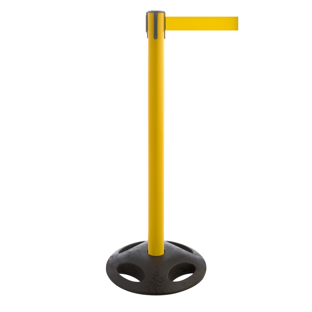 Produktabbildung Nr. 1: RS-GUIDESYSTEMS® Gurt-Absperrpfosten, Bodenteller aus Verbundwerkstoff, Gurtbreite 100 mm, gelb, gelb