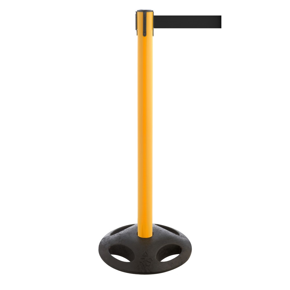 Produktabbildung Nr. 1: RS-GUIDESYSTEMS® Gurt-Absperrpfosten, Bodenteller aus Verbundwerkstoff, Gurtbreite 100 mm, gelb, schwarz