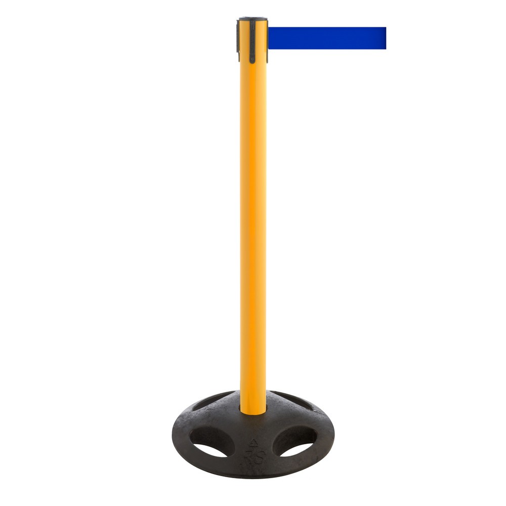 Produktabbildung Nr. 1: RS-GUIDESYSTEMS® Gurt-Absperrpfosten, Bodenteller aus Verbundwerkstoff, Gurtbreite 100 mm, gelb, blau