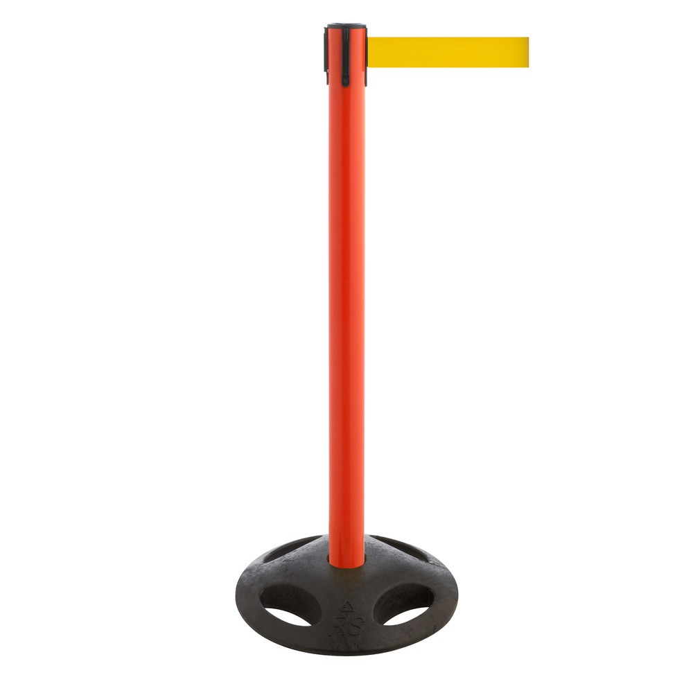 Produktabbildung Nr. 1: RS-GUIDESYSTEMS® Gurt-Absperrpfosten, Bodenteller aus Verbundwerkstoff, Gurtbreite 100 mm, rot, gelb
