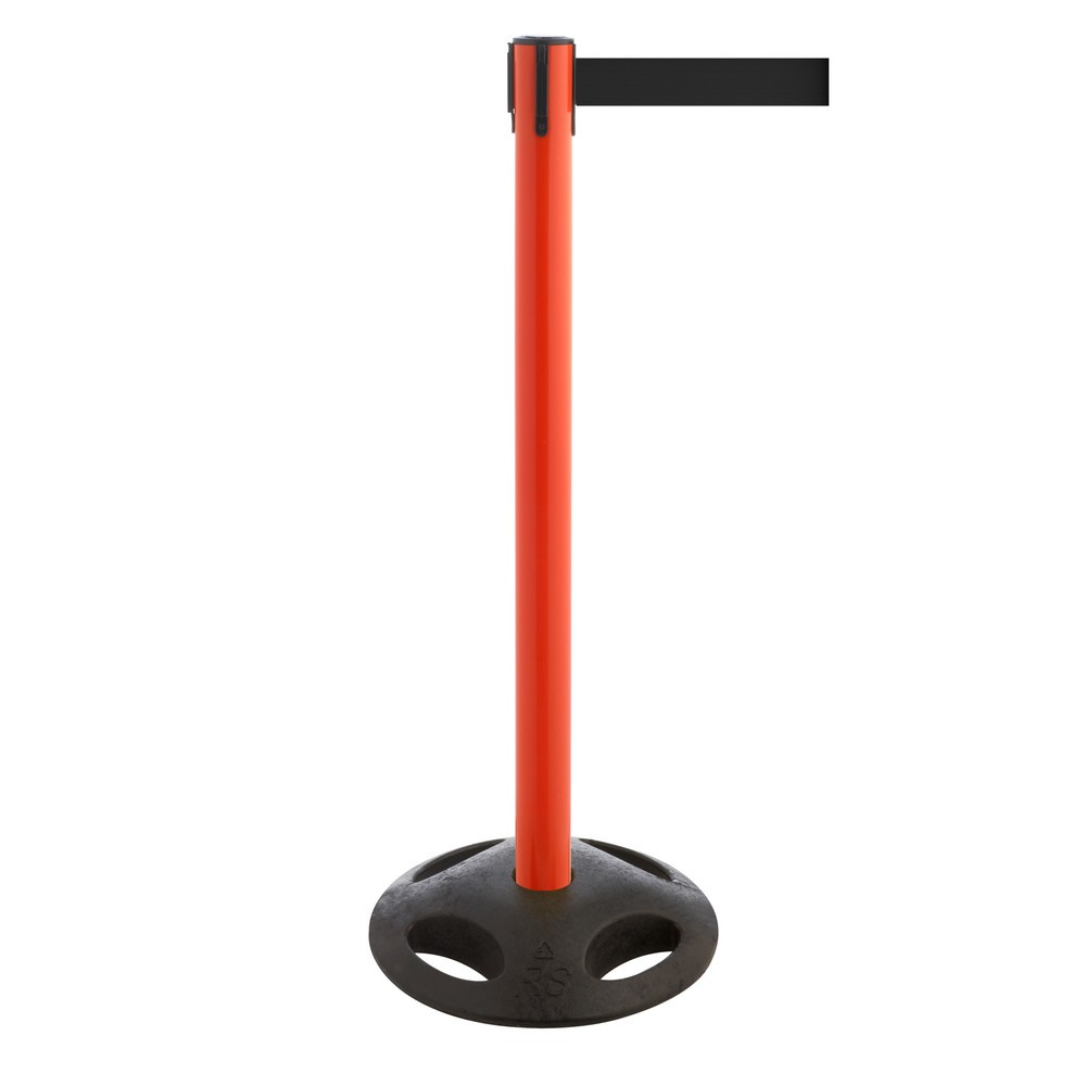 Produktabbildung Nr. 1: RS-GUIDESYSTEMS® Gurt-Absperrpfosten, Bodenteller aus Verbundwerkstoff, Gurtbreite 100 mm, rot, schwarz