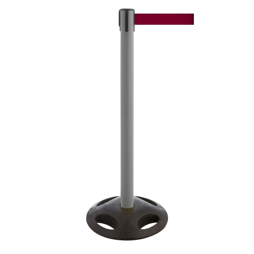 Produktabbildung Nr. 1: RS-GUIDESYSTEMS® Gurt-Absperrpfosten, Bodenteller aus Verbundwerkstoff, Gurtbreite 100 mm, anthrazit, burgunder