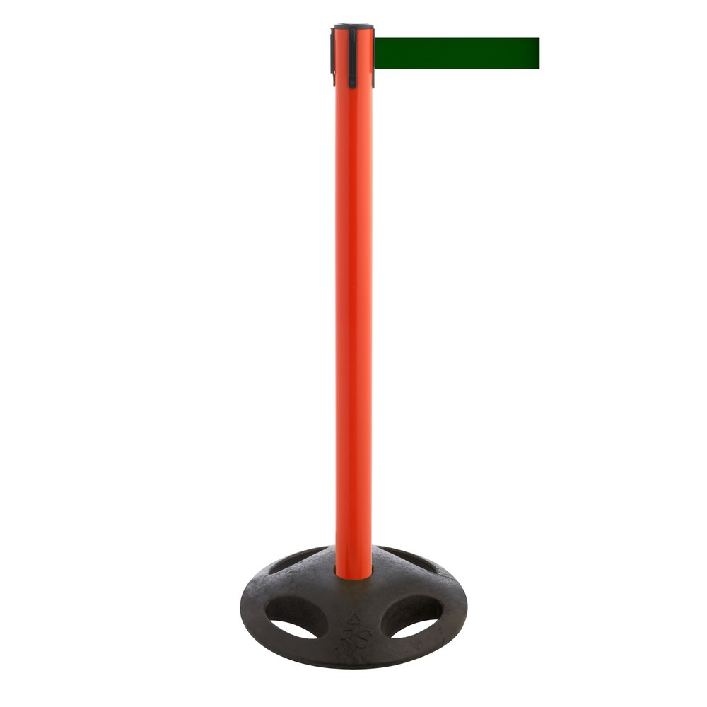Produktabbildung Nr. 1: RS-GUIDESYSTEMS® Gurt-Absperrpfosten, Bodenteller aus Verbundwerkstoff, Gurtbreite 100 mm, rot, dunkelgrün