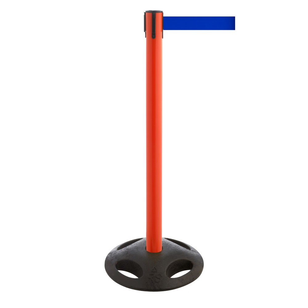 Produktabbildung Nr. 1: RS-GUIDESYSTEMS® Gurt-Absperrpfosten, Bodenteller aus Verbundwerkstoff, Gurtbreite 100 mm, rot, blau