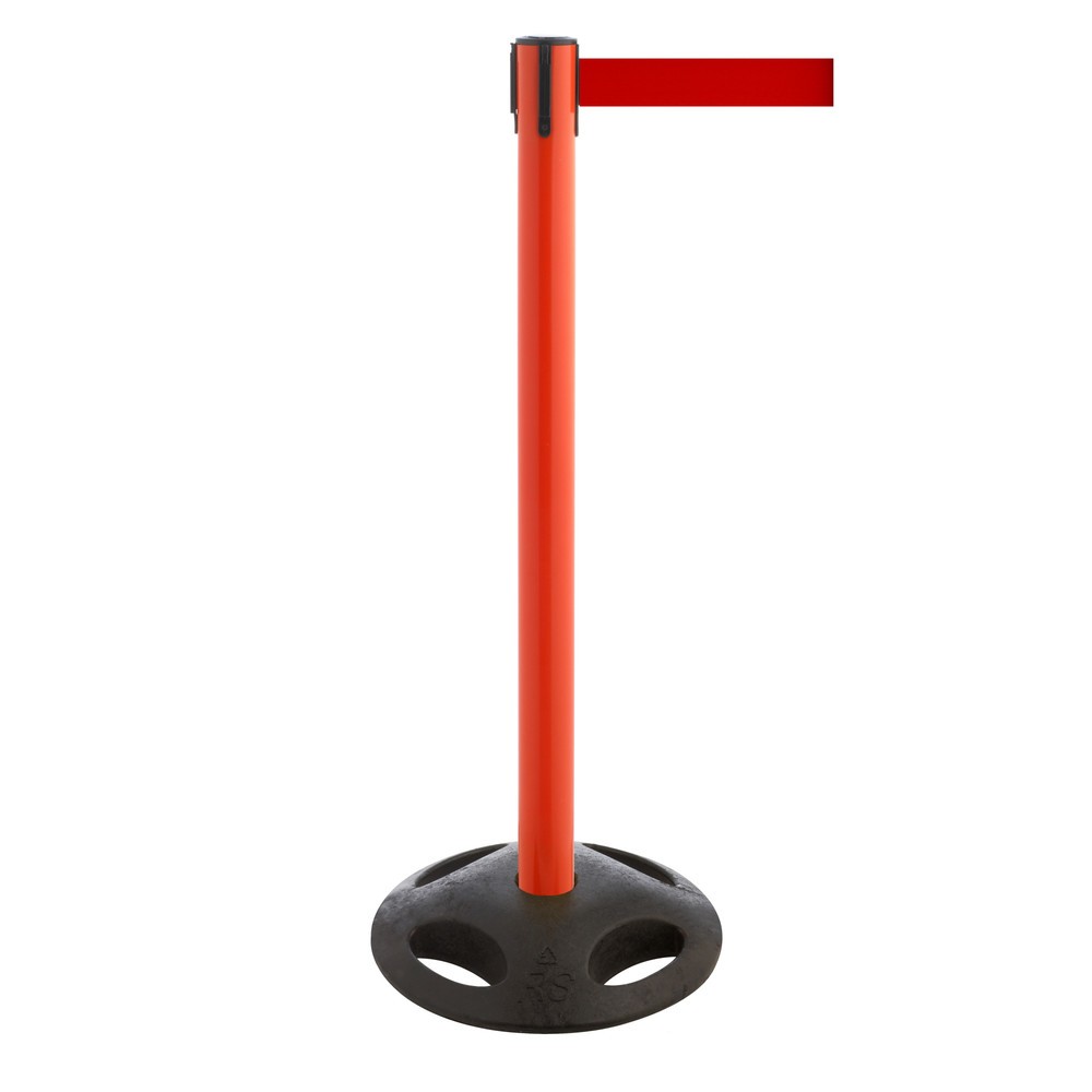 Produktabbildung Nr. 1: RS-GUIDESYSTEMS® Gurt-Absperrpfosten, Bodenteller aus Verbundwerkstoff, Gurtbreite 100 mm, rot, rot