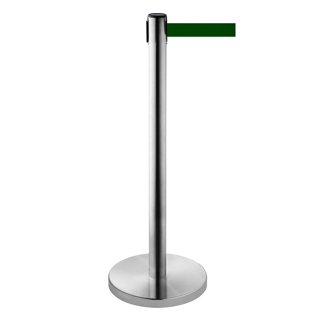 Produktabbildung Nr. 1: RS-GUIDESYSTEMS® Gurt-Absperrpfosten, Edelstahl, Gurtbreite 50 mm, dunkelgrün, 2,3 m