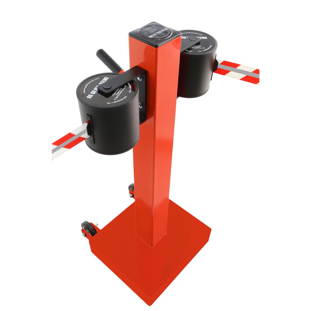Produktabbildung Nr. 3: RS-GUIDESYSTEMS® Gurt-Absperrpfosten GLA 2000-D REFLECTO, Länge 2x 18 m, Breite 50 mm, Pfosten rot, Gurt schwarz/gelb