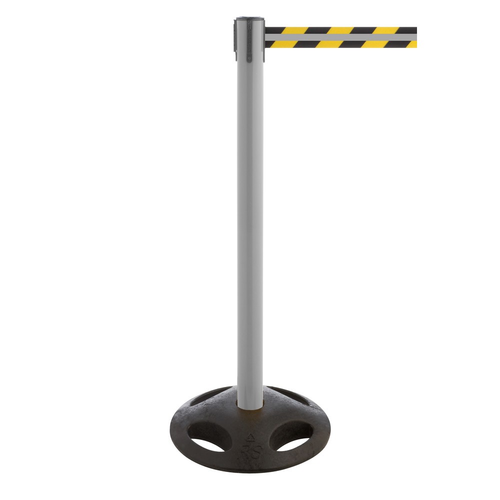 Produktabbildung Nr. 1: RS-GUIDESYSTEMS® Gurt-Absperrpfosten GLA 25-A REFLECTO, Länge 3,5 m, Breite 50 mm, Pfosten anthrazit, Gurt schwarz/gelb