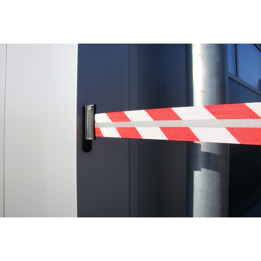 Produktabbildung Nr. 2: RS-GUIDESYSTEMS® Gurt-Absperrpfosten GLA 85-J REFLECTO, Länge 7 m, Breite 50 mm, Pfosten schwarz, Gurt rot/weiß