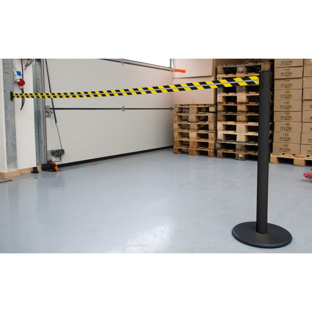 Produktabbildung Nr. 3: RS-GUIDESYSTEMS® Gurt-Absperrpfosten GLA 28-J REFLECTO, Länge 2,3 m, Breite 50 mm, Pfosten schwarz, Gurt schwarz/gelb