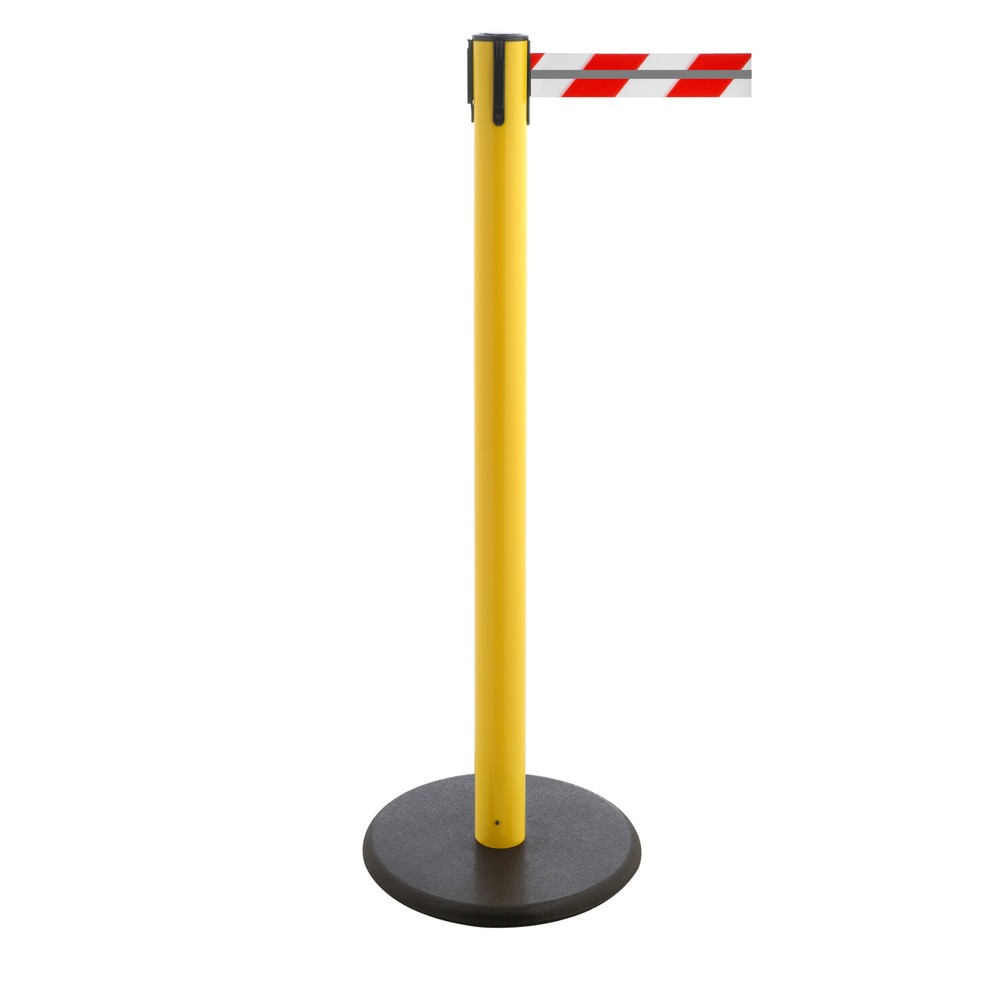 Produktabbildung Nr. 1: RS-GUIDESYSTEMS® Gurt-Absperrpfosten GLA 28-E REFLECTO, Länge 2,3 m, Breite 50 mm, Pfosten gelb, Gurt rot/weiß