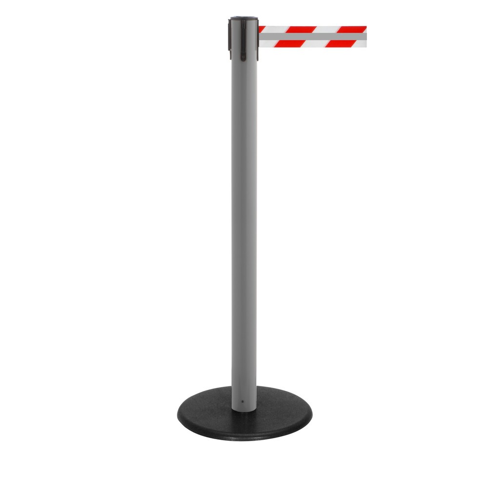 Produktabbildung Nr. 1: RS-GUIDESYSTEMS® Gurt-Absperrpfosten GLA 28-A REFLECTO, Länge 2,3 m, Breite 50 mm, Pfosten anthrazit, Gurt rot/weiß