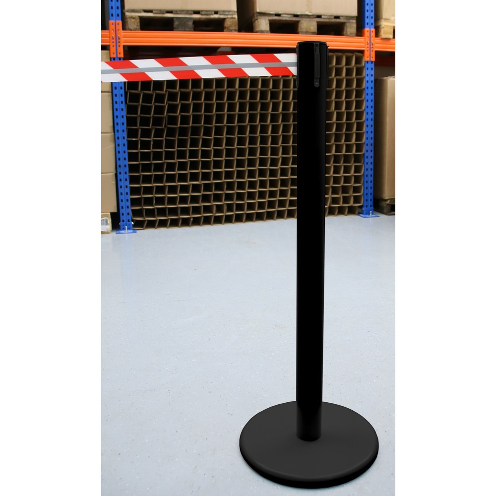 Produktabbildung Nr. 3: RS-GUIDESYSTEMS® Gurt-Absperrpfosten GLA 45-J REFLECTO, Länge 2,3 m, Breite 50 mm, Pfosten schwarz, Gurt rot/weiß