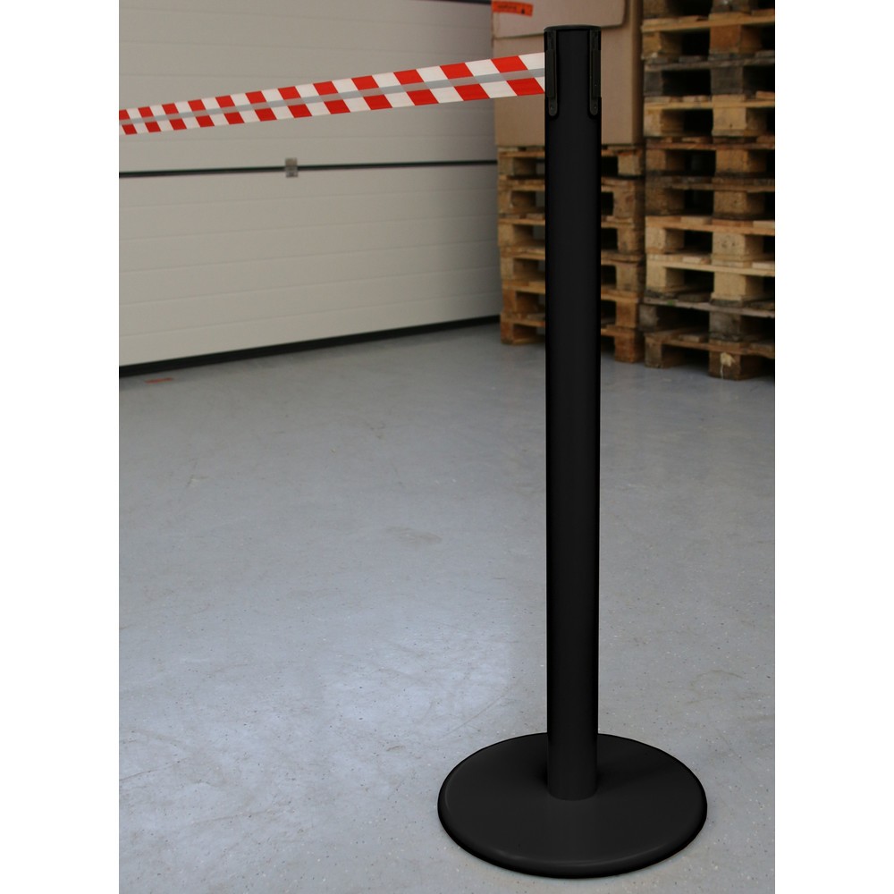 Produktabbildung Nr. 4: RS-GUIDESYSTEMS® Gurt-Absperrpfosten GLA 45-J REFLECTO, Länge 3,5 m, Breite 50 mm, Pfosten schwarz, Gurt rot/weiß