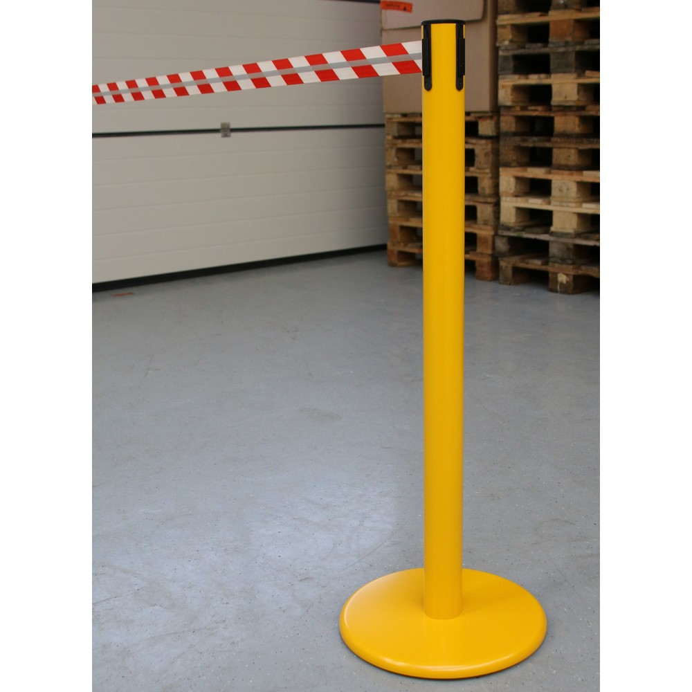 Produktabbildung Nr. 4: RS-GUIDESYSTEMS® Gurt-Absperrpfosten GLA 45-E REFLECTO, Länge 3,5 m, Breite 50 mm, Pfosten gelb, Gurt rot/weiß
