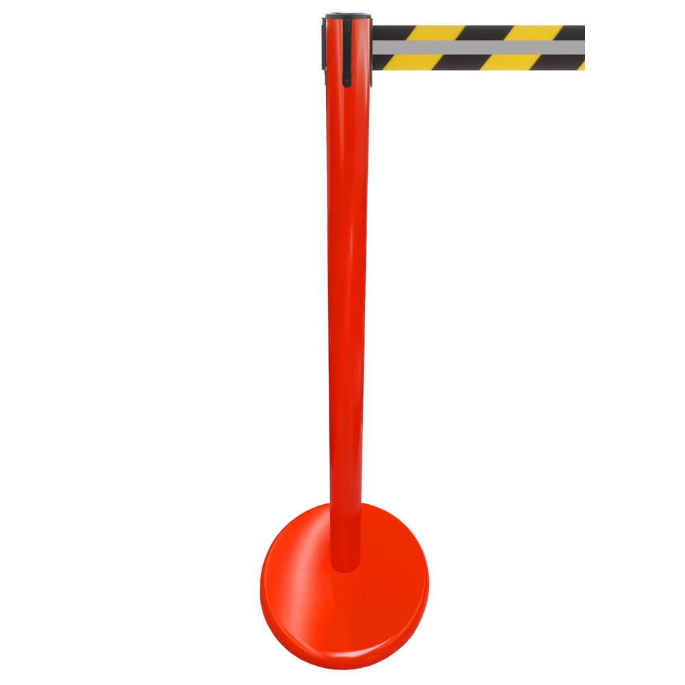 Produktabbildung Nr. 1: RS-GUIDESYSTEMS® Gurt-Absperrpfosten GLA 45-D REFLECTO, Länge 3,5 m, Breite 50 mm, Pfosten rot, Gurt schwarz/gelb