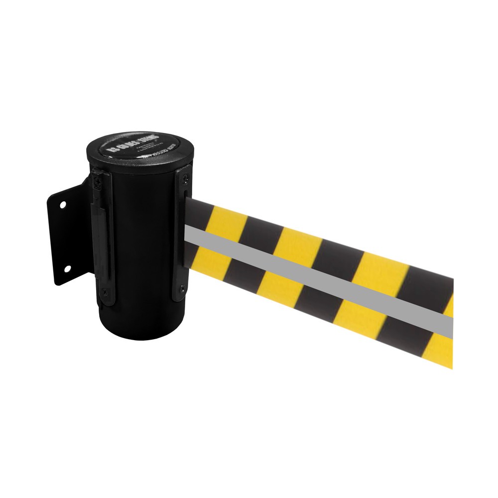 Produktabbildung Nr. 1: RS-GUIDESYSTEMS® Gurtkassette GLW 45-J REFLECTO, Wandmontage, Länge 2,3 m, Breite 50 mm, Gehäuse schwarz, Gurt schwarz/gelb