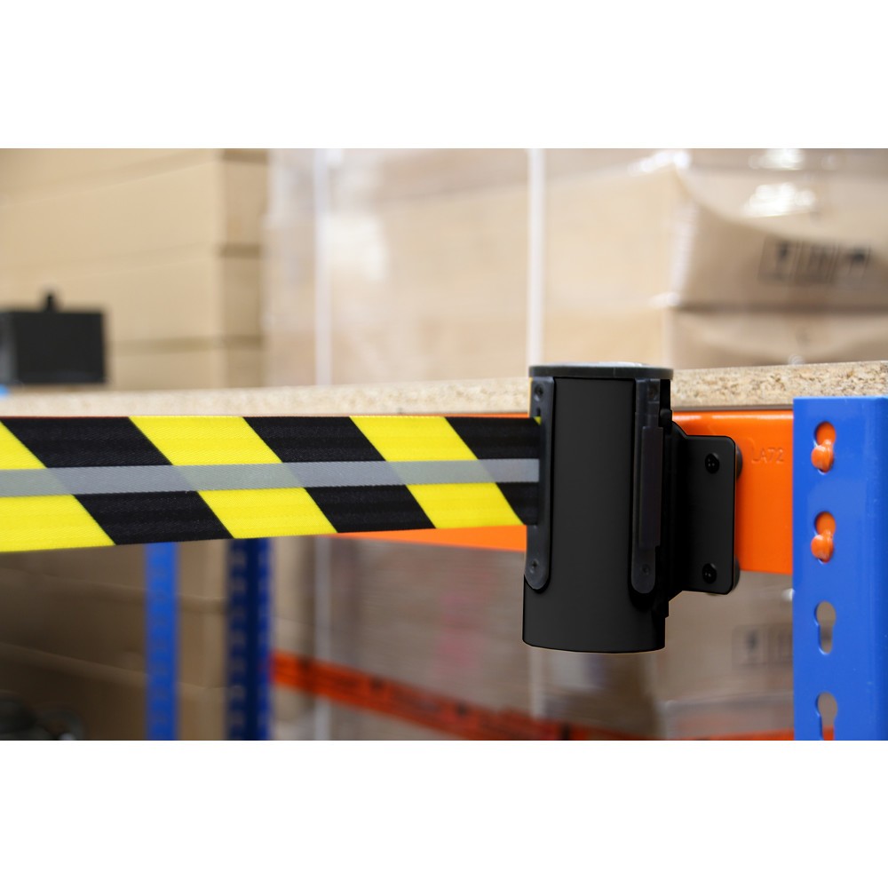 Produktabbildung Nr. 3: RS-GUIDESYSTEMS® Gurtkassette GLW 45-J REFLECTO, Wandmontage, Länge 2,3 m, Breite 50 mm, Gehäuse schwarz, Gurt schwarz/gelb