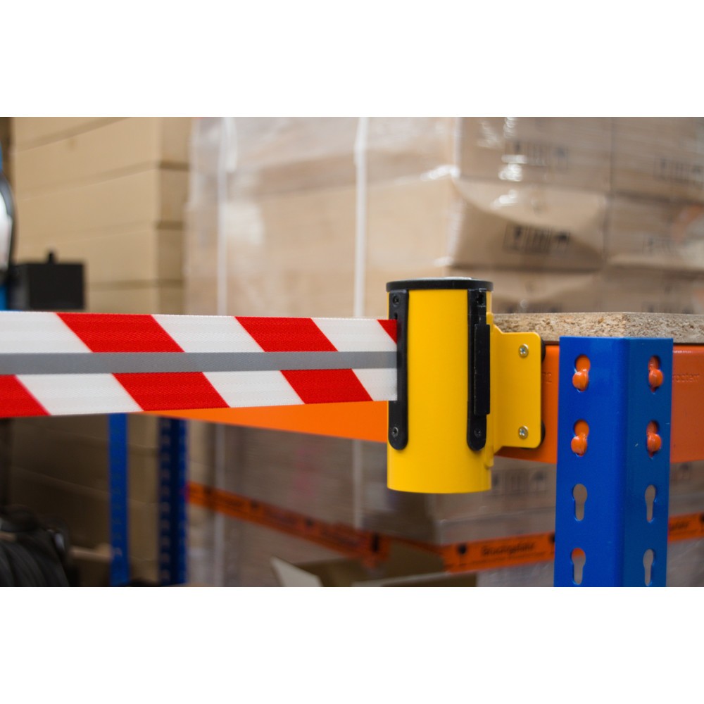 Produktabbildung Nr. 3: RS-GUIDESYSTEMS® Gurtkassette GLW 45-E REFLECTO, Wandmontage, Länge 2,3 m, Breite 50 mm, Gehäuse gelb, Gurt rot/weiß
