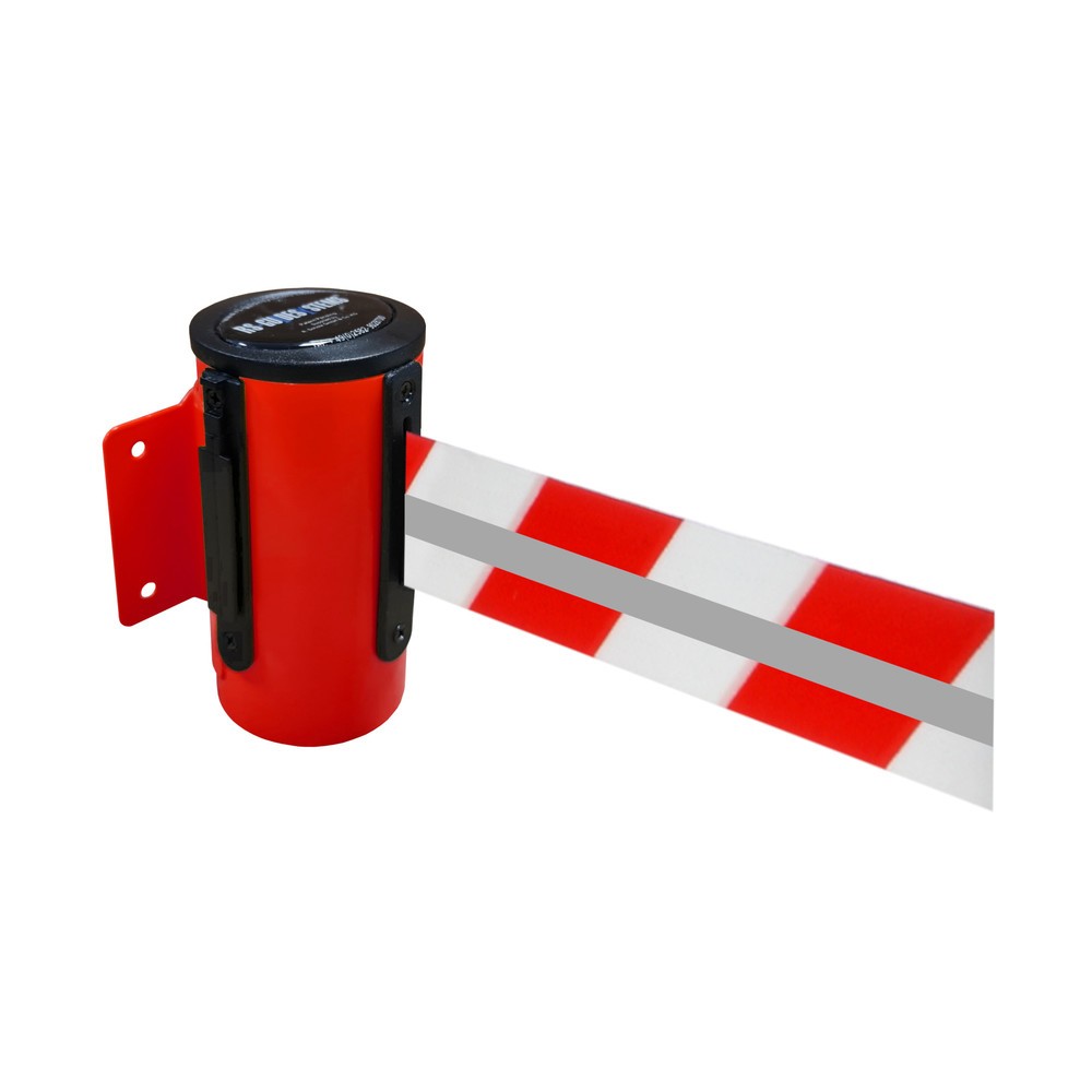 Produktabbildung Nr. 1: RS-GUIDESYSTEMS® Gurtkassette GLW 45-D REFLECTO, Wandmontage, Länge 2,3 m, Breite 50 mm, Gehäuse rot, Gurt rot/weiß