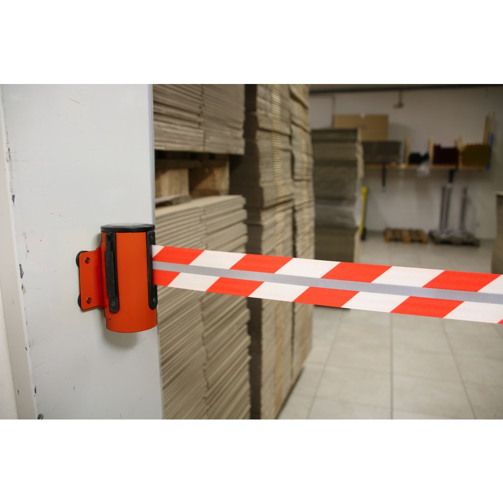 Produktabbildung Nr. 3: RS-GUIDESYSTEMS® Gurtkassette GLW 45-D REFLECTO, Wandmontage, Länge 2,3 m, Breite 50 mm, Gehäuse rot, Gurt rot/weiß