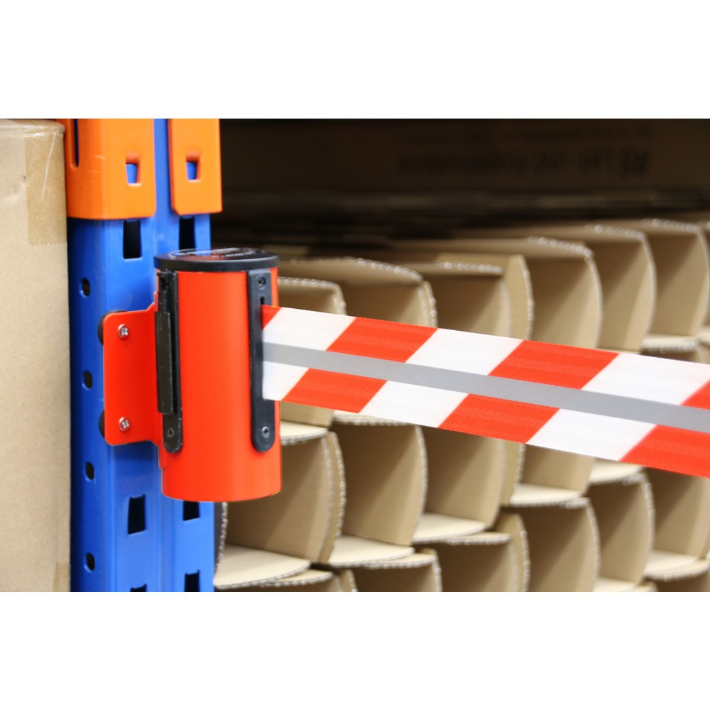 Produktabbildung Nr. 4: RS-GUIDESYSTEMS® Gurtkassette GLW 25-D REFLECTO, Wandmontage, Länge 4 m, Breite 50 mm, Gehäuse rot, Gurt rot/weiß