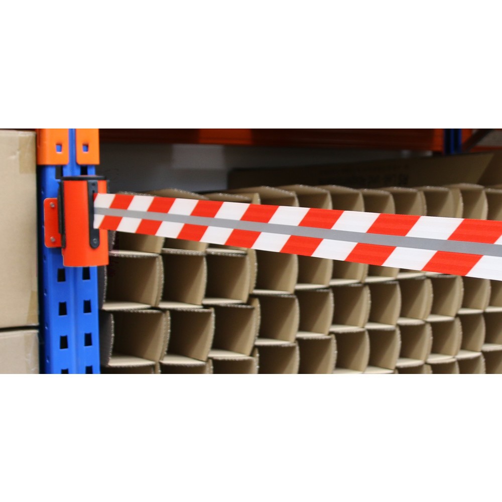 Produktabbildung Nr. 4: RS-GUIDESYSTEMS® Gurtkassette GLW 45-D REFLECTO, Wandmontage, Länge 2,3 m, Breite 50 mm, Gehäuse rot, Gurt rot/weiß