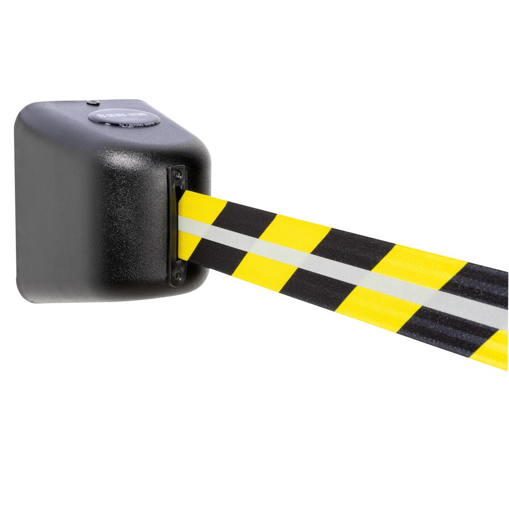 Produktabbildung: RS-GUIDESYSTEMS® Gurtkassette GLW 425 REFLECTO, Wandmontage, Länge 5 m, Breite 50 mm, Gehäuse schwarz, Gurt rot/weiß