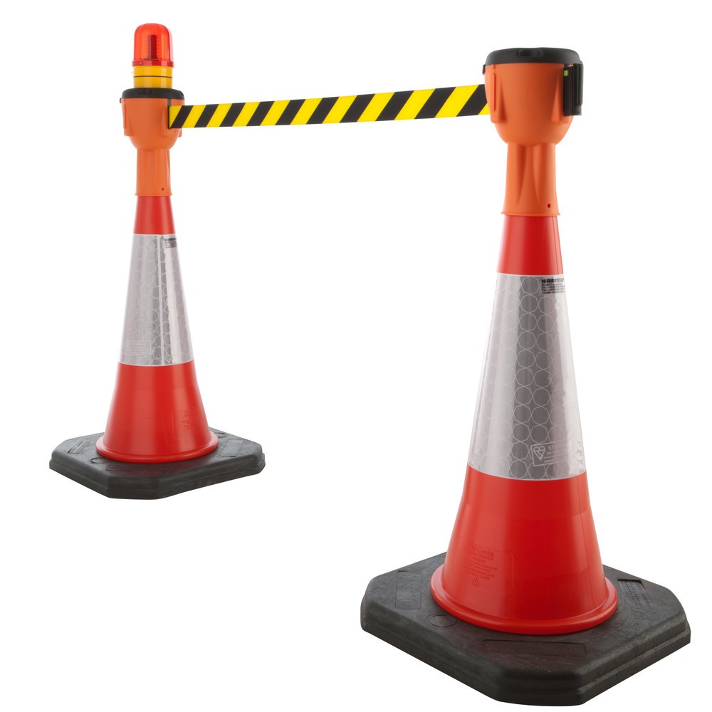 Produktabbildung Nr. 2: RS-GUIDESYSTEMS® Leitkegel-Aufsatz SK 900, Länge 9 m, Gehäuse orange, Gurt schwarz/gelb