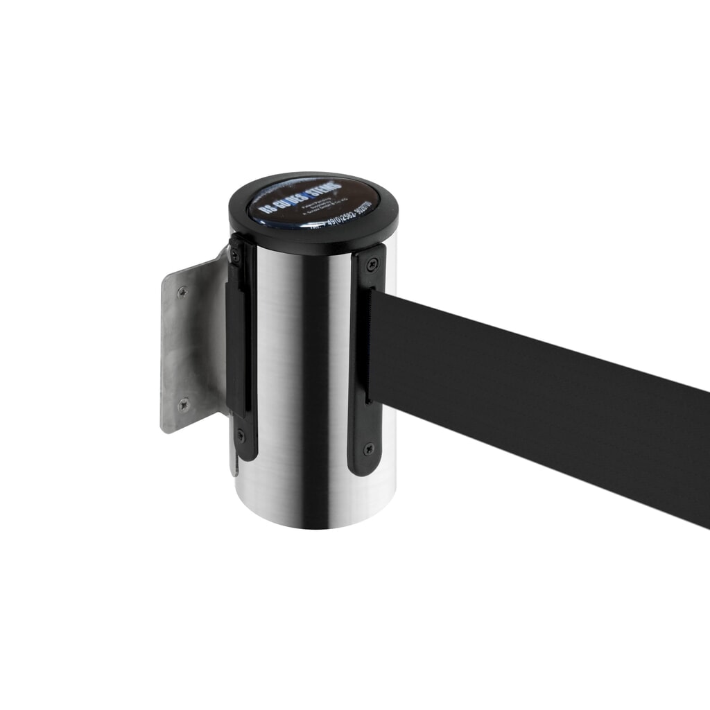 Produktabbildung: RS-GUIDESYSTEMS® Wandgurt, Edelstahl, Auszugslänge 2,3 m, schwarz