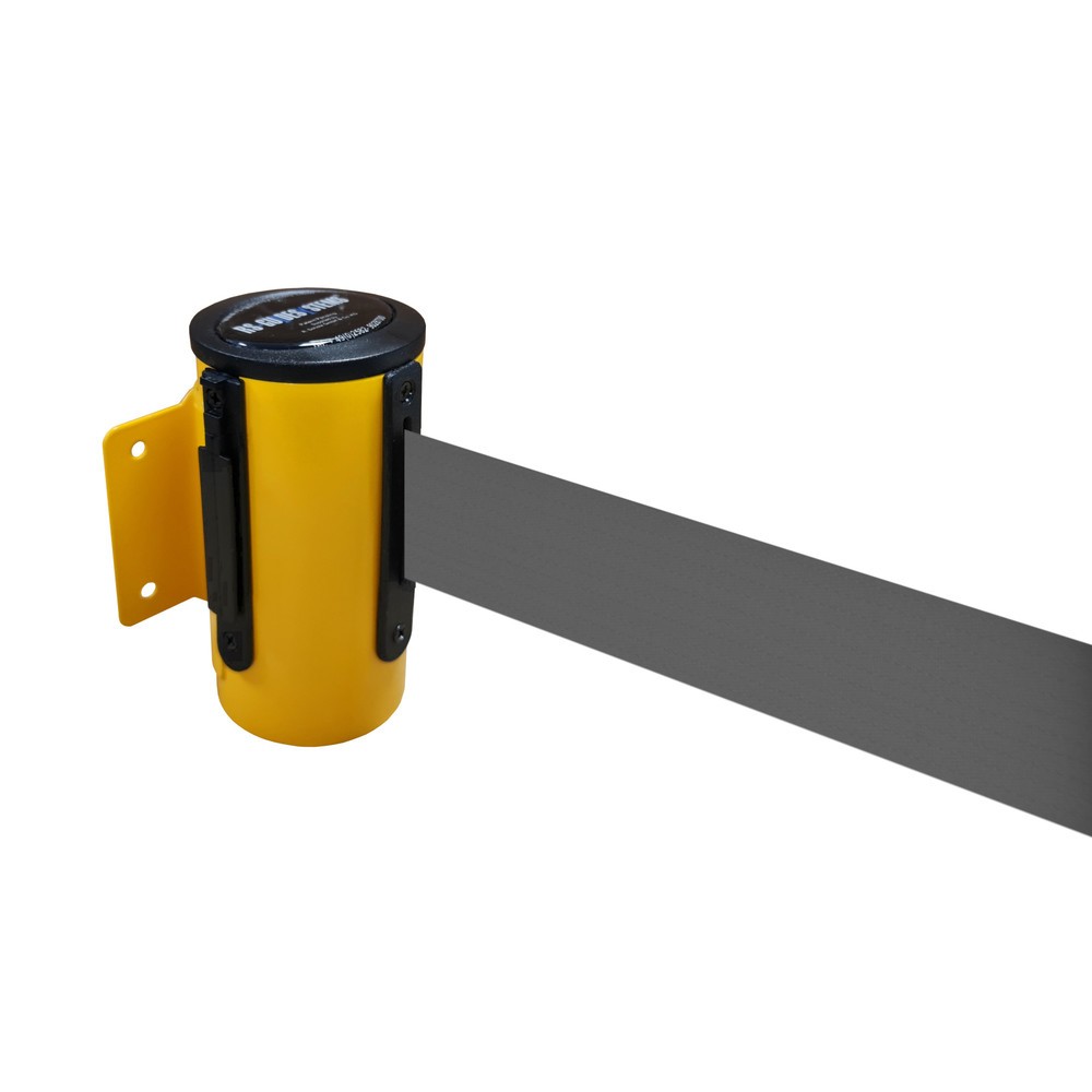 Produktabbildung: RS-GUIDESYSTEMS® Wandgurt-Kassette aus Metall, pulverbeschichtet, Auszugslänge 4 m, gelb, grau