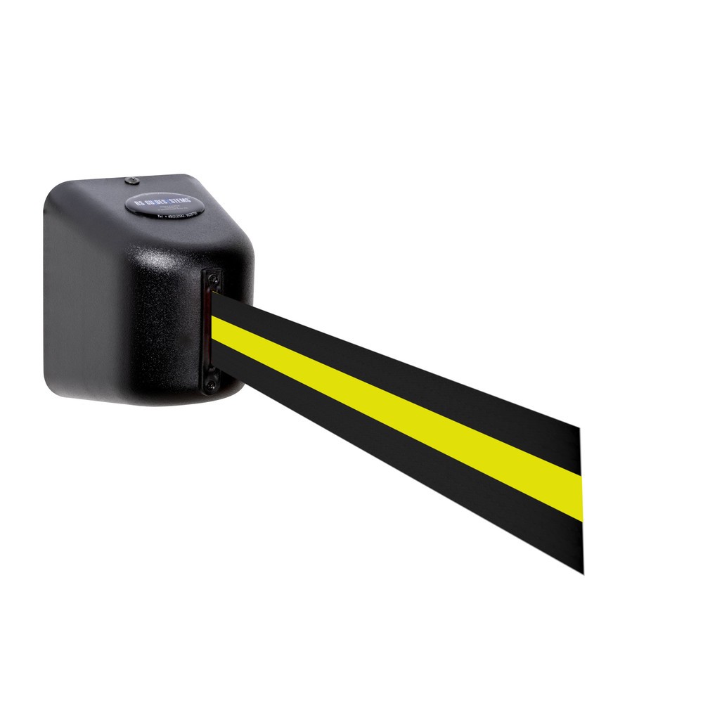 Produktabbildung Nr. 1: RS-GUIDESYSTEMS® Wandgurt mit Kunststoffgehäuse, Auszugslänge 5 m, schwarz / gelb horizontal gestreift