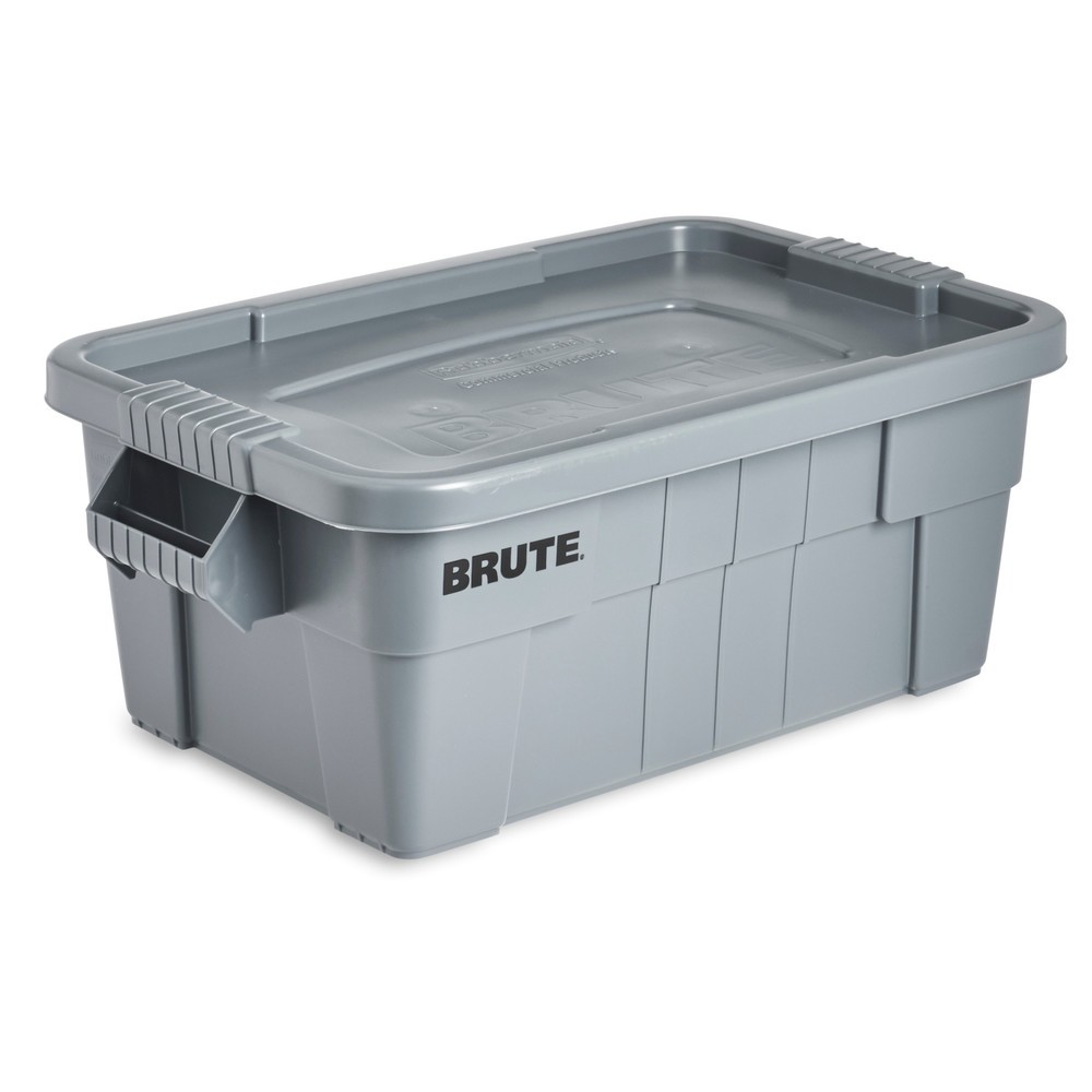 Produktabbildung: Rubbermaid® Brute Aufbewahrungsbox, aus Polyethylen, mit Schnappverschlussdeckel, 53 Liter, grau