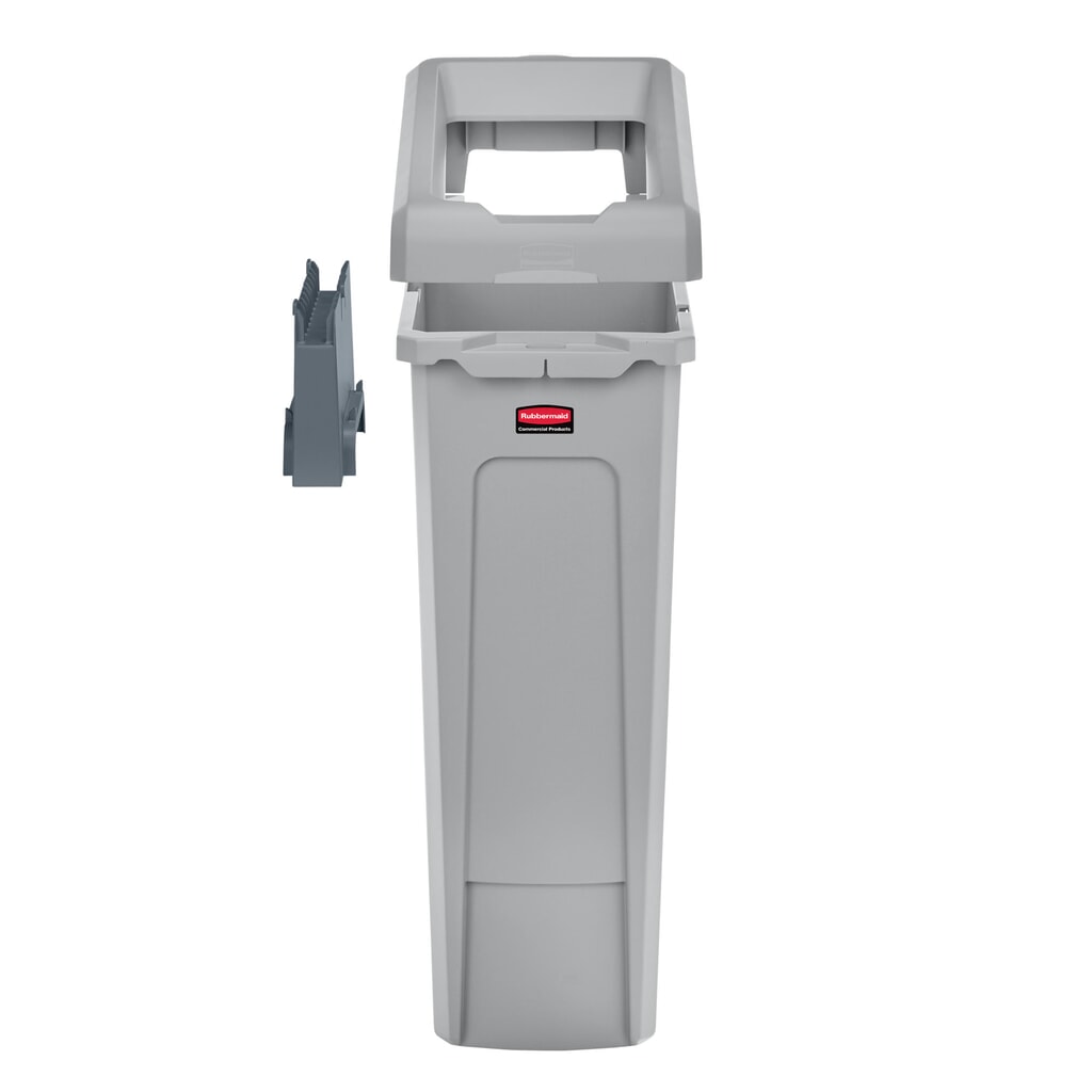 Rubbermaid® Slim Jim Recycling-Station Starter-Set, mit Wertstoffsammler 87 Liter, mit offenem Deckel, mit Einrastverbinder Produktabbildung: Rubbermaid® Slim Jim Recycling-Station Starter-Set, mit Wertstoffsammler 87 Liter, mit offenem Deckel, mit Einrastverbinder
