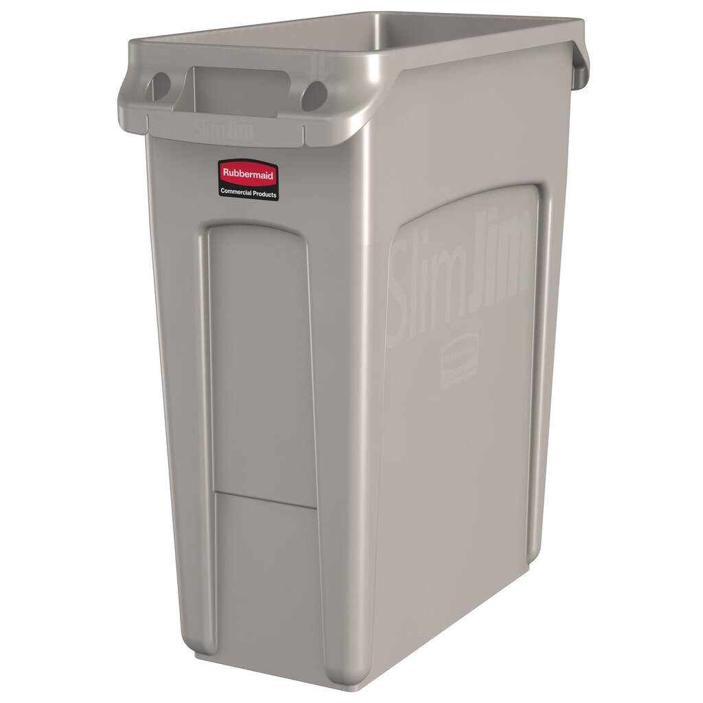 Rubbermaid® Slim Jim Wertstoffsammler, mit Luftschlitzen, beige, 60 Liter Produktabbildung: Rubbermaid® Slim Jim Wertstoffsammler, mit Luftschlitzen, beige, 60 Liter