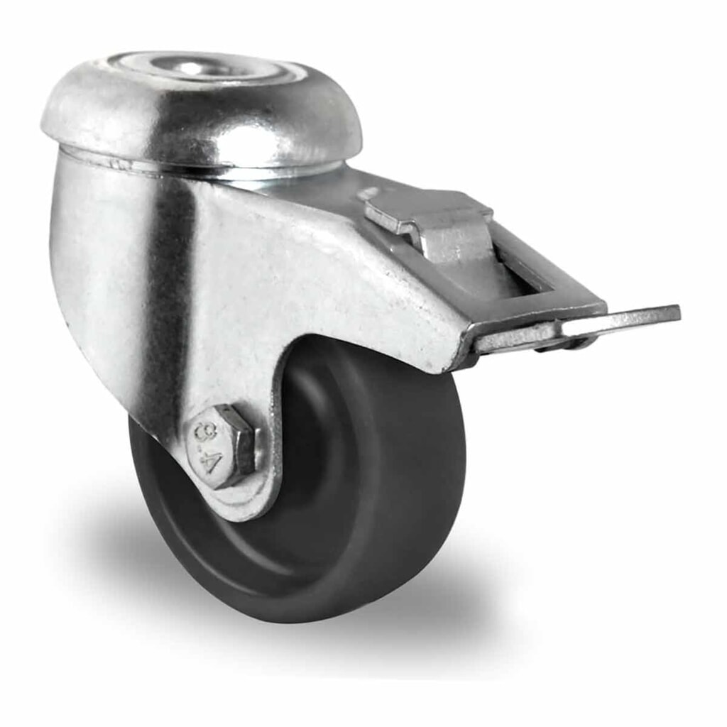 Produktabbildung: Rückenlochlenkrolle mit Totalfeststeller ø 50 mm Serie P4P4 Gleitlager