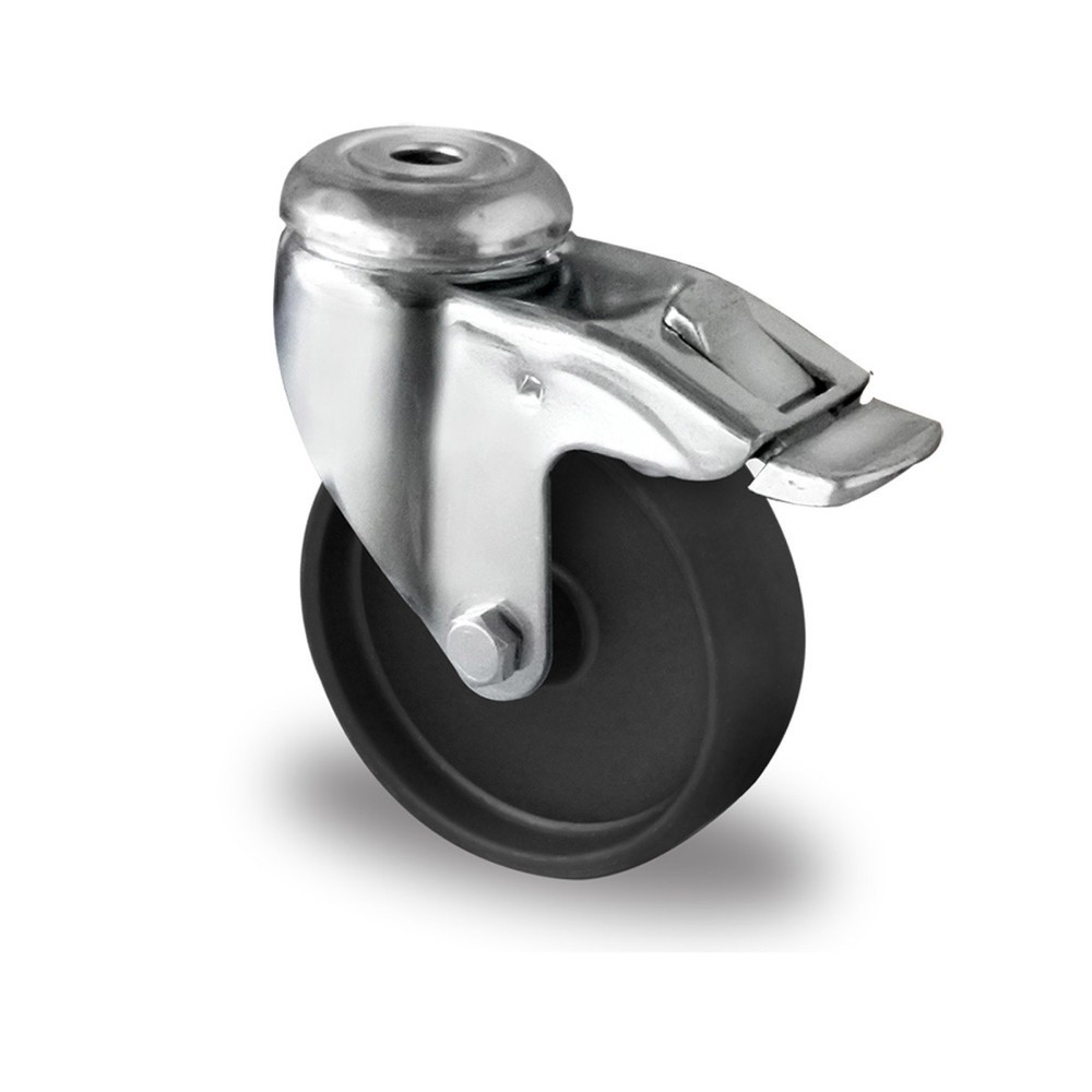Produktabbildung: Rückenlochlenkrolle mit Totalfeststeller ø 75 mm Serie P4P4 Gleitlager