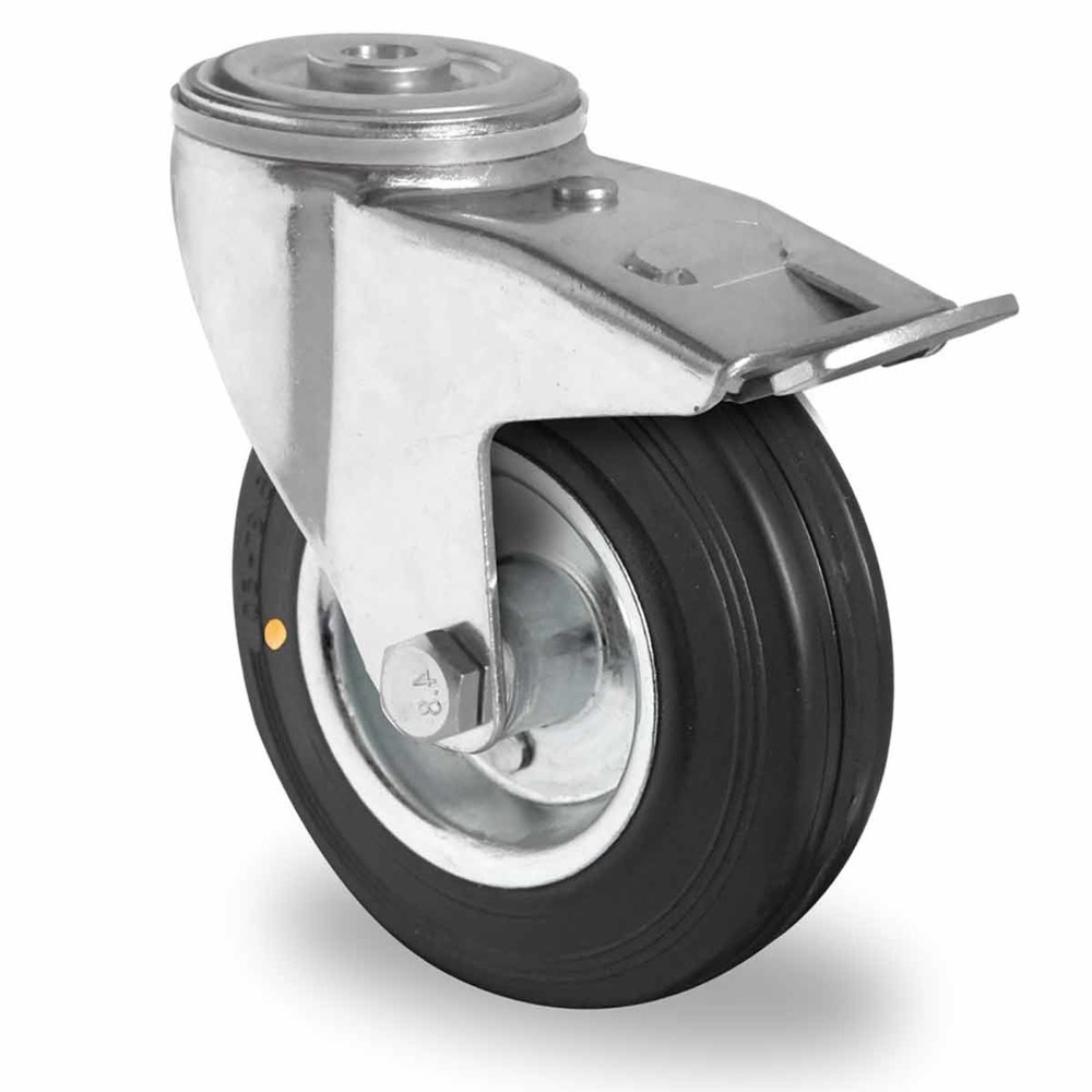 Produktabbildung: Rückenlochlenkrolle mit Totalfeststeller ø 125 mm Serie SWS4 (el. leitfähig) Rollenlager