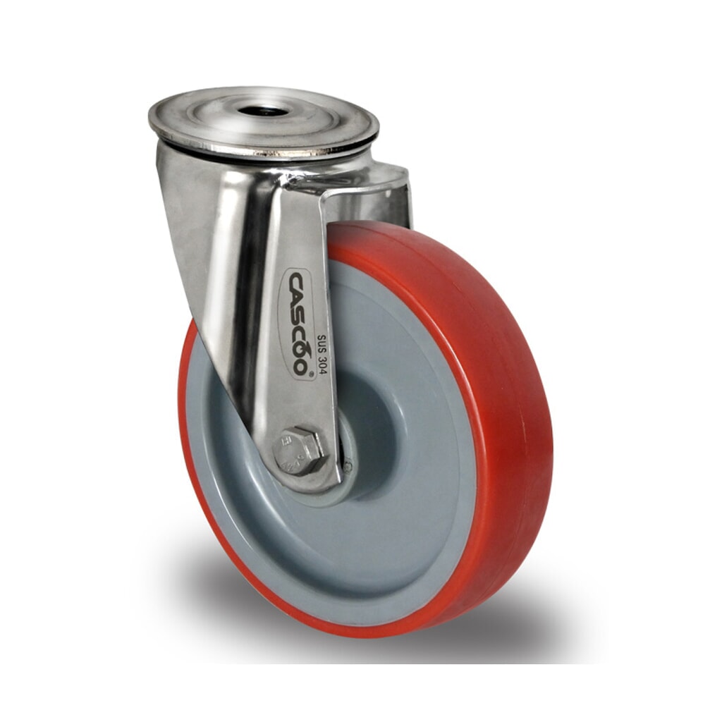 Rückenlochlenkrolle ø 80 mm Serie N2U6 Rollenlager Edelstahl Produktabbildung: Rückenlochlenkrolle ø 80 mm Serie N2U6 Rollenlager Edelstahl