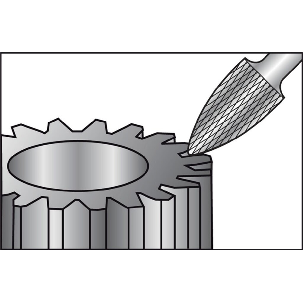 RUKO Frässtift SPG, Hartmetall Blank, Ø 8 mm Kopflänge 18 mm Schaft-Ø 6 mm, Verzahnung KVZ 4 Produktabbildung Nr. 3: RUKO Frässtift SPG, Hartmetall Blank, Ø 8 mm Kopflänge 18 mm Schaft-Ø 6 mm, Verzahnung KVZ 4