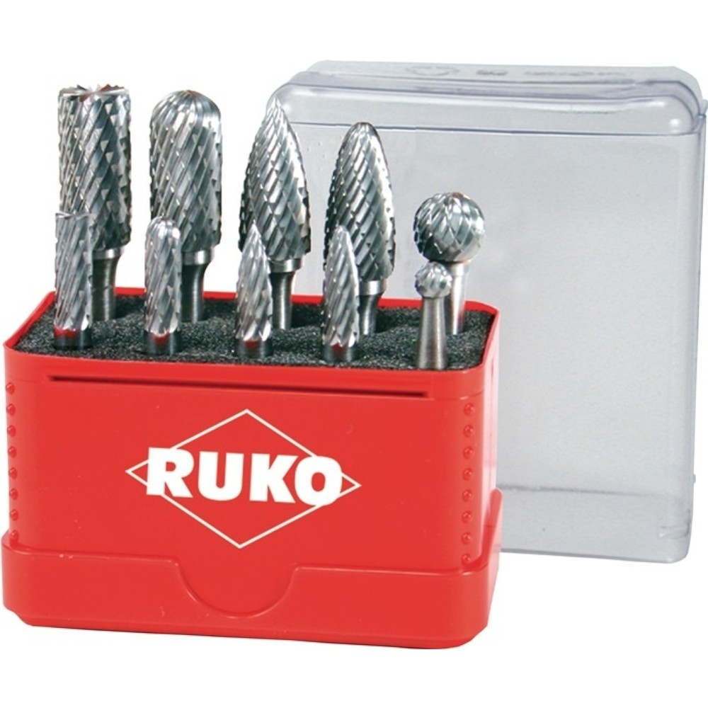 Produktabbildung: RUKO Frässtiftsatz, Schaft-Durchmesser 6 mm 10 teilig, HM Verzahnung ZYA-ST/WRC/SPG/RBF/KUD