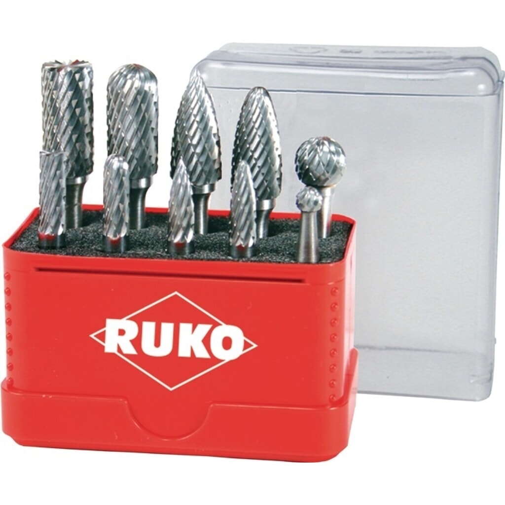 Produktabbildung: RUKO Frässtiftsatz, Schaft-Durchmesser 6 mm 10 teilig, HM Verzahnung ZYA-ST/WRC/SPG/RBF/KUD