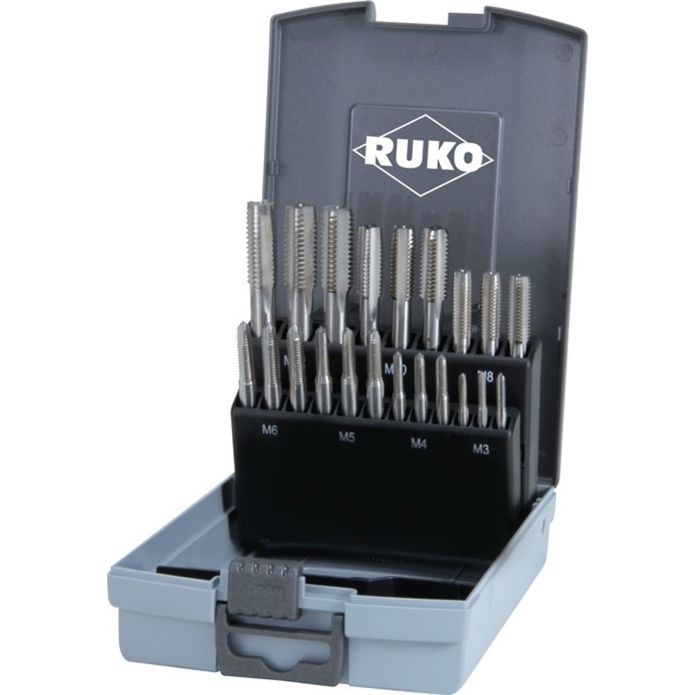Produktabbildung: RUKO Handgewindebohrer-Satz DIN 352, M3-M12 21-teilig, HSS