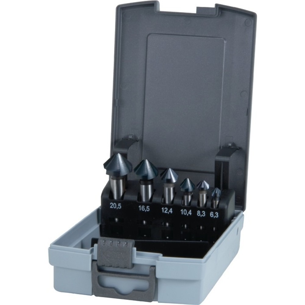 Produktabbildung: RUKO Kegelsenkersatz DIN 335C 90Grad 6,3-20,5mm HSS TiAlN 6-tlg.Ku.-Kass